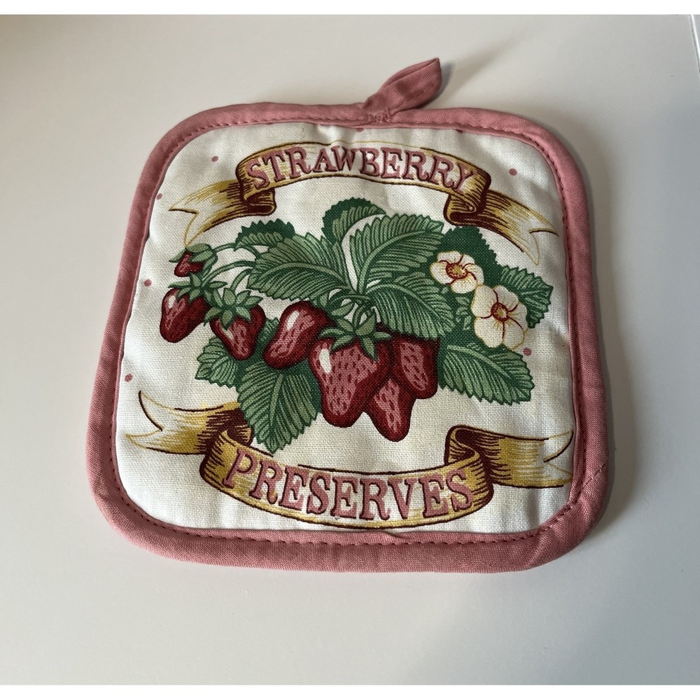 Vintage Retro 6" Pot Holder Strawberry Preserves Cottagecore Kitchen Kitsch NWOT